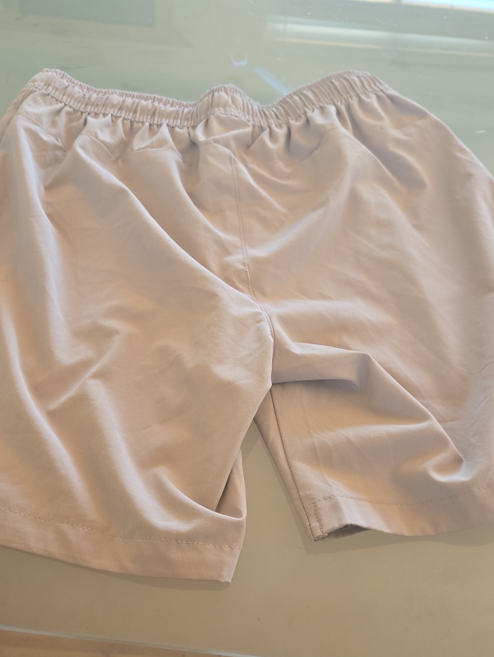 Women's Athletic Shorts - Light Beige Stretch Performance